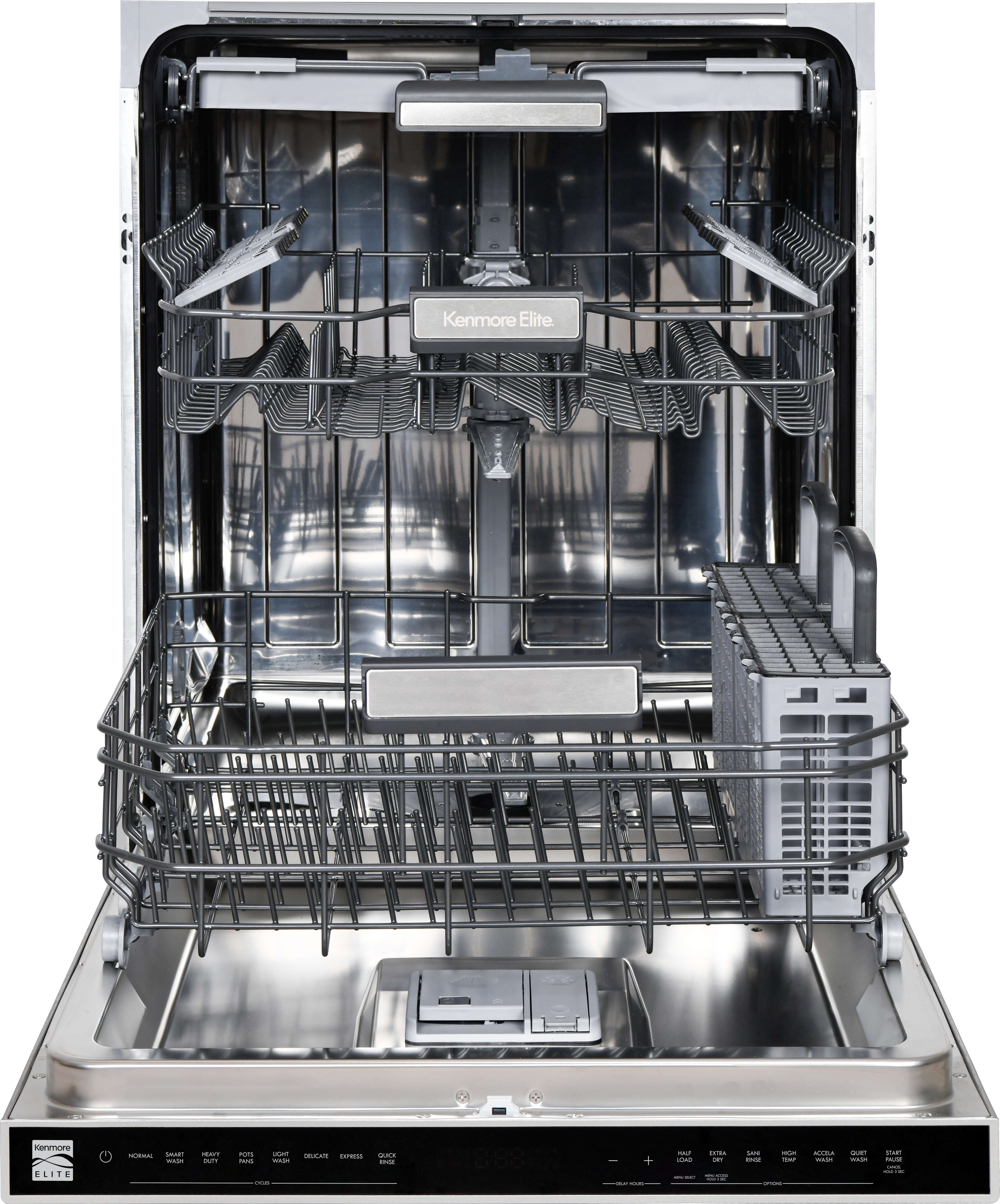 Kenmore Elite 24” Built-in-Dishwasher w/ 3rd Rack & Direct Wash & Turbo Dry with Handle-SS