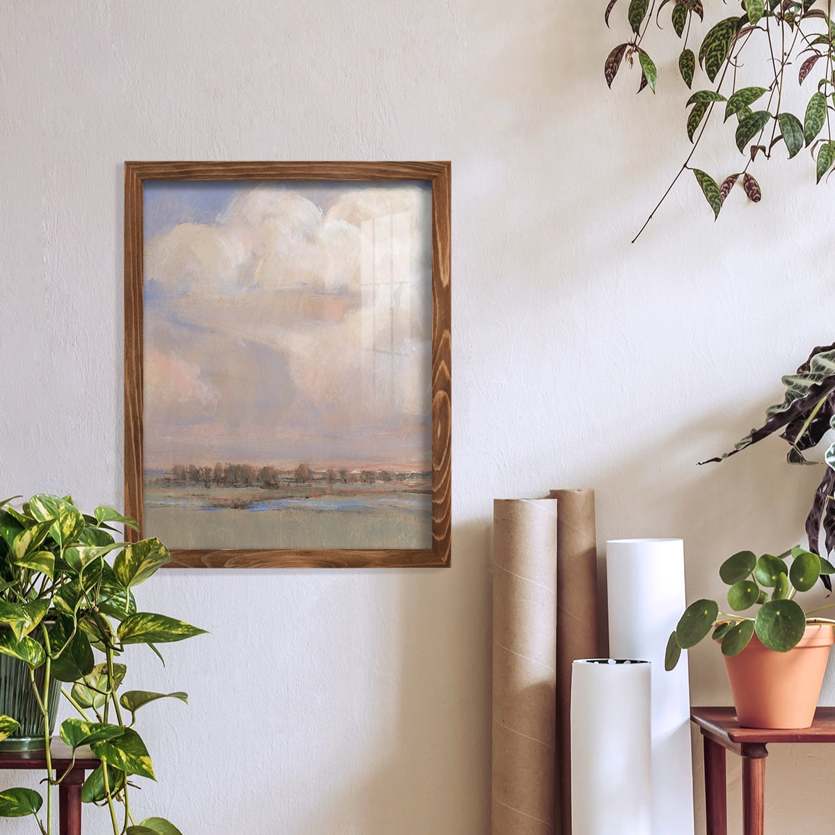 Billowing Clouds II - Framed Print w/glass - Walnut