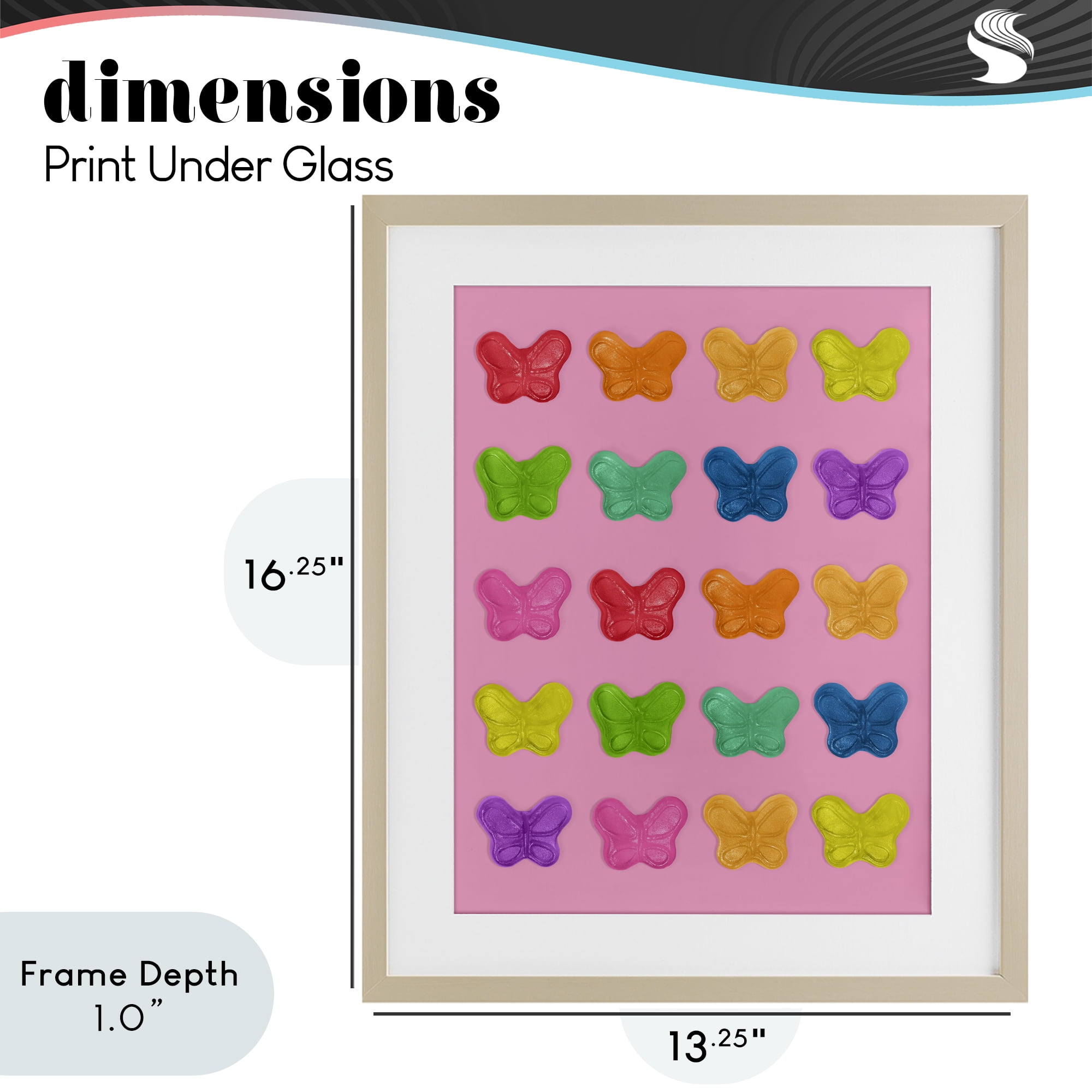 Stupell Industries Colorful Butterflies on Pink Birch Framed Print Under Glass, design by LISH Creative