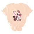 thumbnail image 5 of ICHUANYI Women's Shirts Fashion Casual Short Sleeve Crew Neck Tops Valentine's Day Print T-shirt Cloth New Trending, 5 of 6