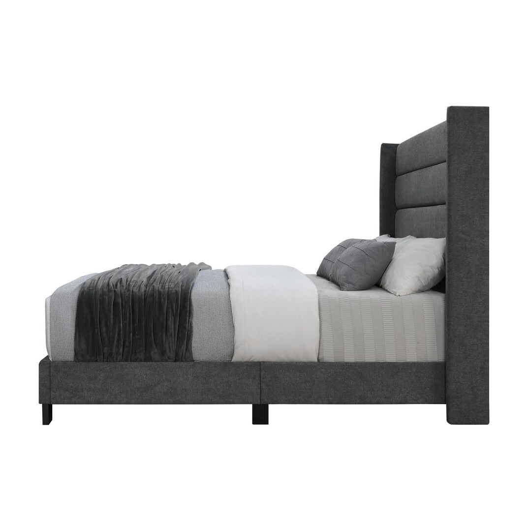 DG Casa George Upholstered Wingback Platform Bed Charcoal King Transitional - image 3 of 5