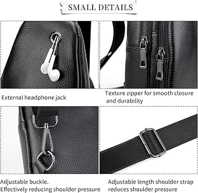 FSD.WG Men's Multi-Functional Sling Bag Water-resistant Crossbody Bag for Commute Travel L