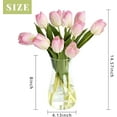 thumbnail image 4 of 10PCS Faux Flowers with Vase, Faux Silk Tulip Flower Artificial Flowers Bouquet in Glass Vase, Faux Flower Arrangement with Vase for Home Office Decoration, Dining Table Centerpiece Fake Tulips, 4 of 5