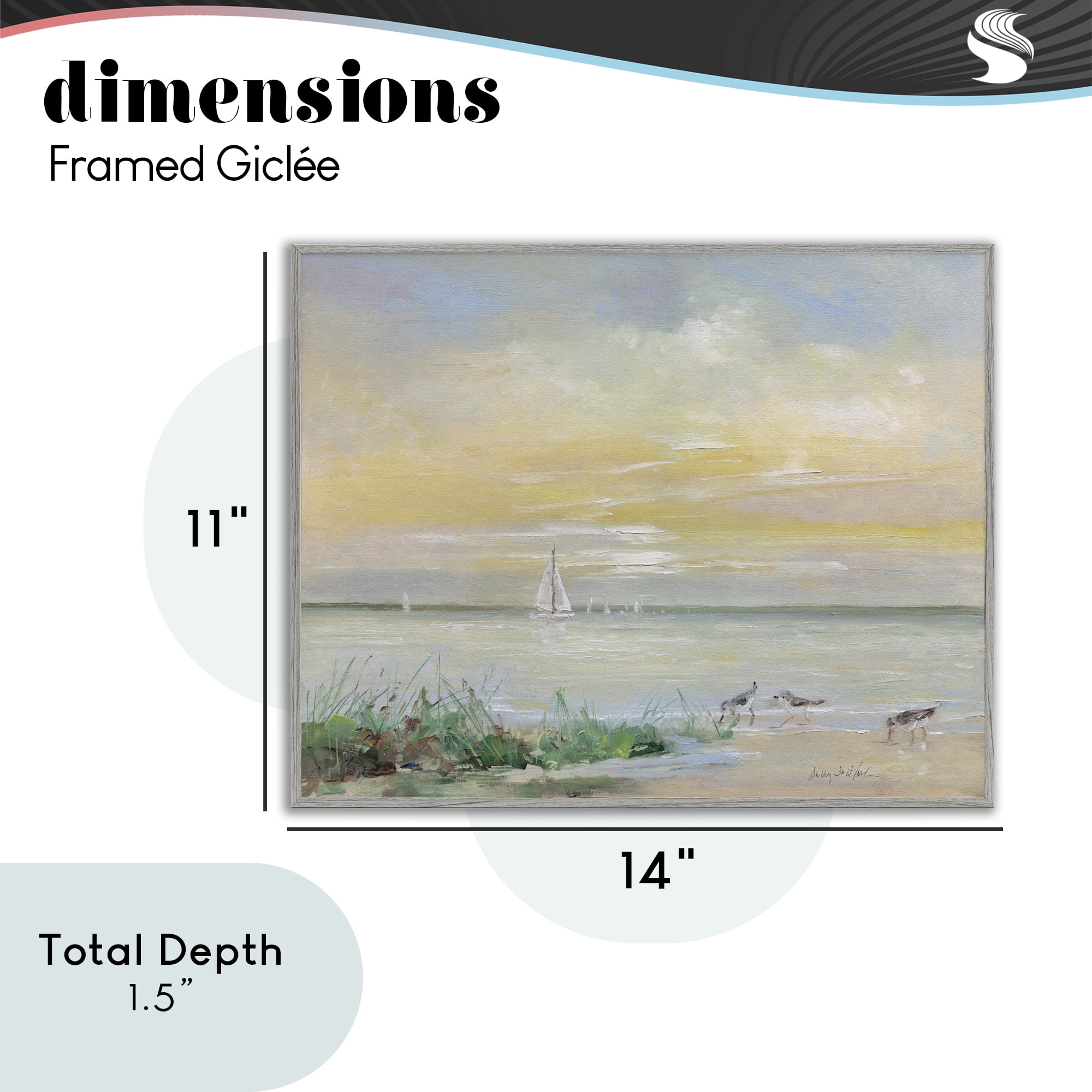 Stupell Industries Sailboats & Sanderlings Shore Gray Framed Giclee Art, design by Sally Swatland