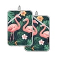 thumbnail image 7 of Yayeee Pot Holders Kitchen Heat Resistant with Pocket 7"x9.8" Cotton Oven Cooking Hot Pads, Flamingo Leaves Pattern, 7 of 7