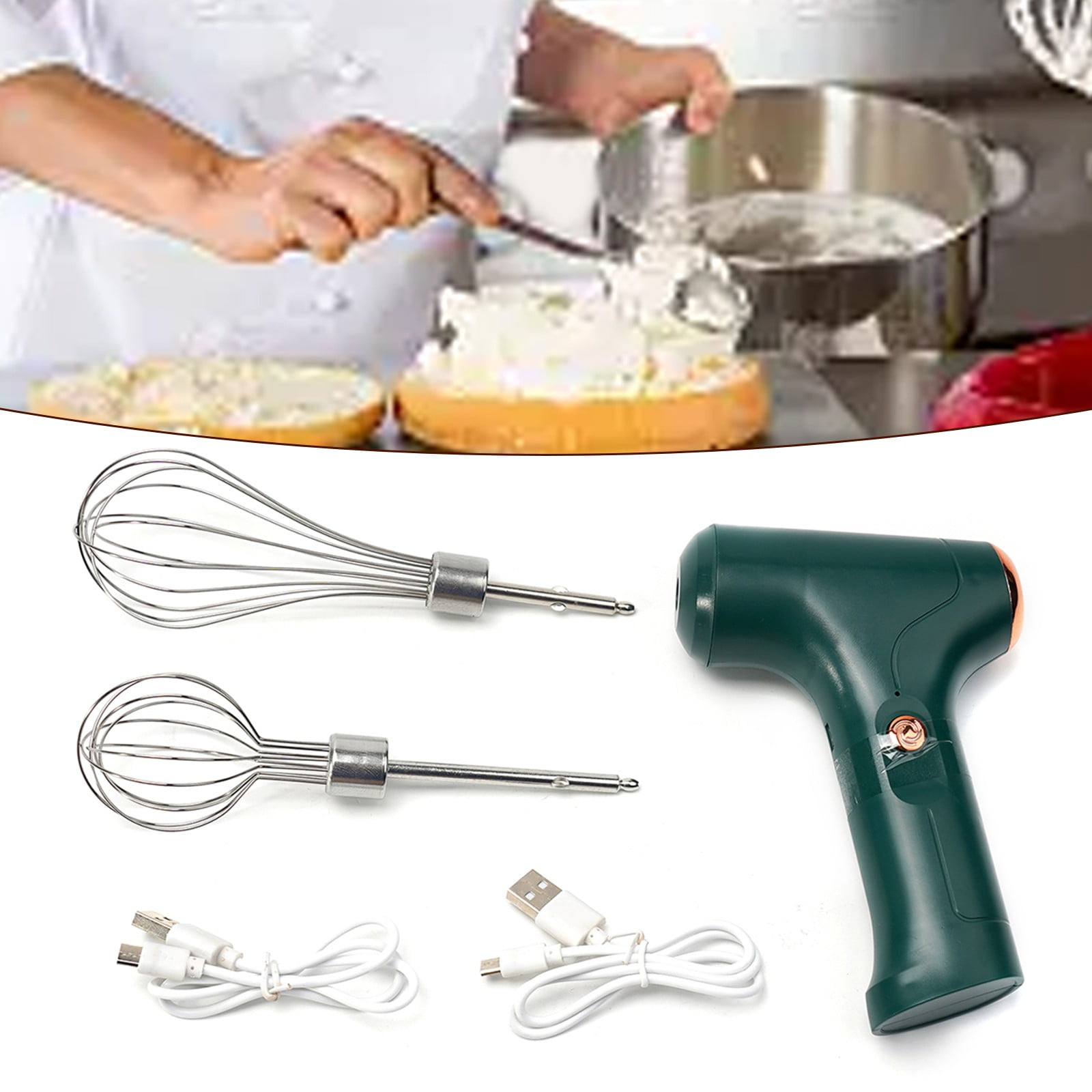 Portable Electric Food Mixer Wireless Hand Blender-3 Speeds Powerful Dough Egg Beater Baking Cake Cream Whipper Kitchen Tool