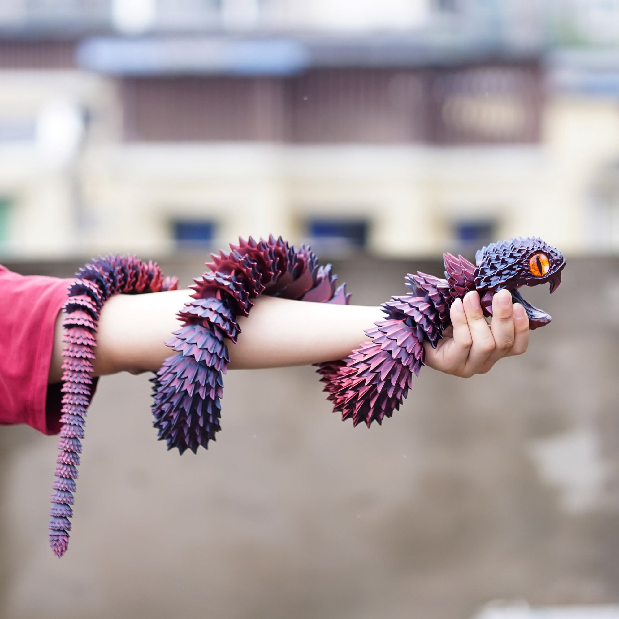 47.5inch 3D Printed snake,Flexible Joint Animal lacertid Figurines,Realistic Eyes, Home Office Decor,Fidget Toy for Adults Teens Boy Festival Gifts