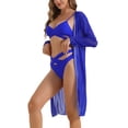 thumbnail image 4 of INSPIRE CHIC Conjuntos de bikini con tirantes cruzados ajustables para mujer, traje de baño de 3 piezas con acentos transpirables en azul real grande, 4 of 5