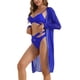thumbnail image 4 of INSPIRE CHIC Conjuntos de bikini con tirantes cruzados ajustables para mujer, traje de baño de 3 piezas con acentos transpirables en azul real grande, 4 of 5