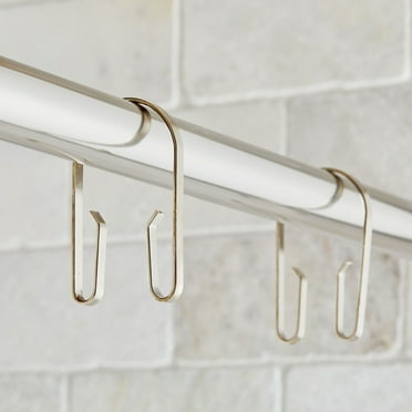 Better Homes & Gardens U-Shape Rustproof Stainless Steel Double Shower Hooks, Brushed Nickel, 12