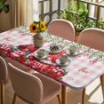 thumbnail image 3 of Red Gnomes Table Cloths for 4 Foot Rectangle Tables, Valentine Roses Love Leaves Pink Plaid Patio Waterproof Elastic Fitted Tablecloths, Washable Rectangular Table Cover for Camping, 3 of 8