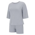thumbnail image 5 of GILIGEGE 2 Piece Sets for Women Womens Sets Two Piece Set Summer Outfits 2 Piece Pajama 3/4 Sleeve Oversized Tshirts Elastic Waist Short Summer Lounge Sets Grey Xxl, 5 of 9