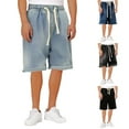 thumbnail image 4 of Hpapadks Men Jean Shorts Wide Leg Elastic Waist Drawstring Denim Bermuda Shorts with Pockets Loose Fit Knee Length Denim Shorts Men Grey XXXXL, 4 of 4