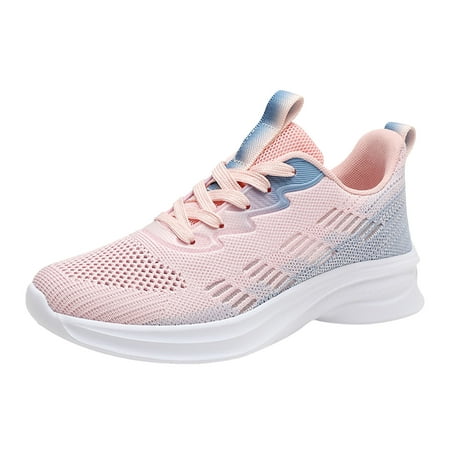 

Cathalem Women Sneakers Mesh Breathable Comfortable Summer New Pattern Color Gradient Fashion Trend Soft Bottom Flat Comfortable Shoes Pink 39