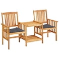 thumbnail image 1 of vidaXL Garden Chairs with Tea Table and Cushions Solid Acacia Wood, 1 of 5