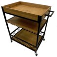 thumbnail image 5 of Benzara Kitchen Mobile Serving Bar Cart with Shelves And Wine Glass Holder-Color:Black/Brown, 5 of 10
