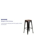 thumbnail image 4 of Flash Furniture 30" High Backless Black-Antique Gold Metal Barstool with Square Wood Seat, 4 of 13