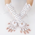 thumbnail image 2 of GPOECD Fingerless Gloves Elbow Length Lace Arm Warmers Gothic Witch Accessory For Halloween Party White,One Size, 2 of 4