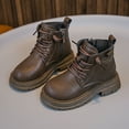 thumbnail image 5 of CAICJ98 Girl Toddler Boots Lace Up Combat Boot Side Zipper Comfortable Kids Boots Boys Brown (Little Kid/Big Kid),13.5, 5 of 5