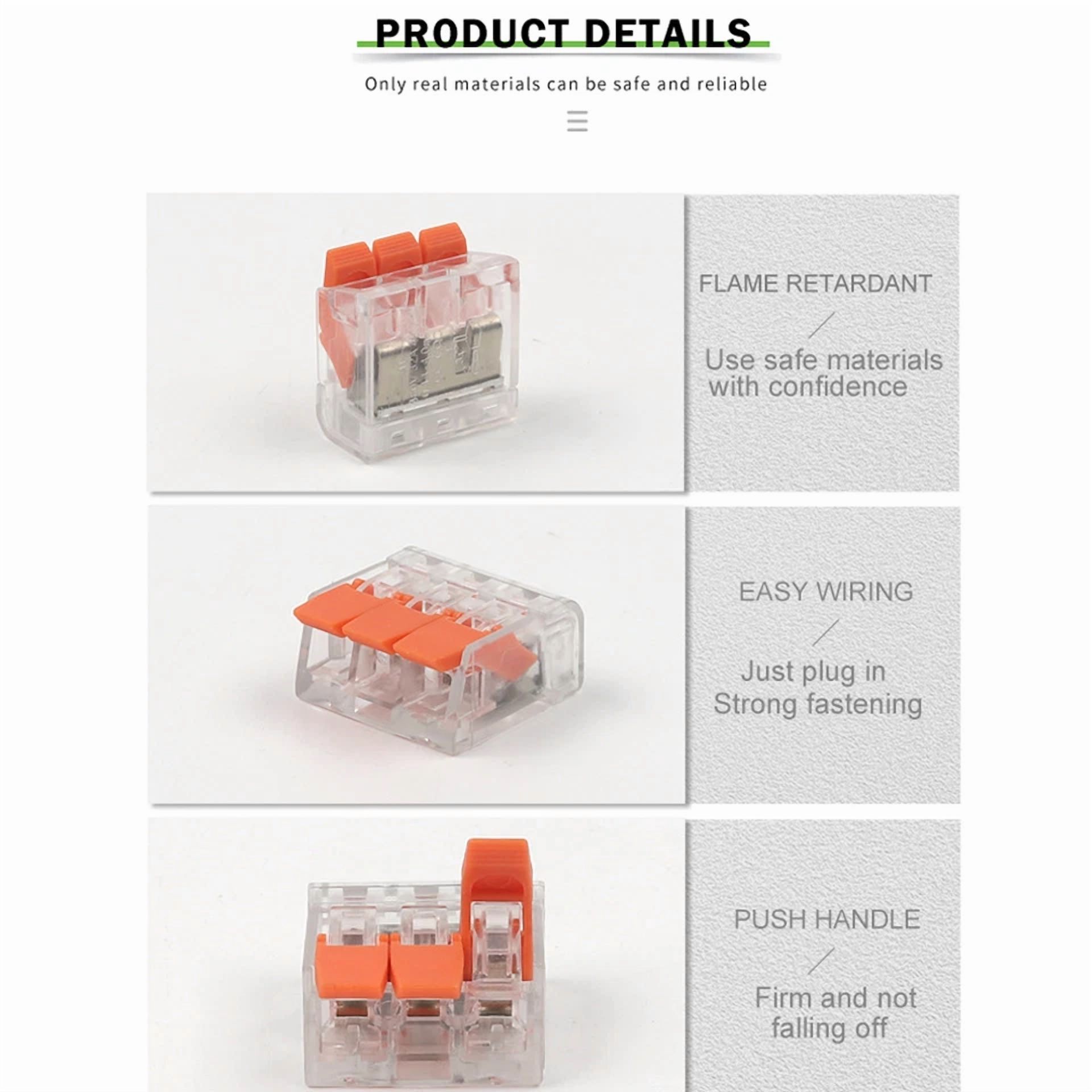 CIRCLE- 90Pcs For Wago 221 Lever Nuts Compact Splicing Wire Connectors 221-412 221-413