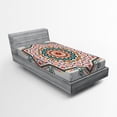 thumbnail image 1 of Ambesonne Tribal Fitted Sheet, Abstract Sun Aztec Style, Twin Size, Turquoise and Coral, 1 of 2