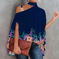 thumbnail image 2 of Blusa holgada de gran tamaño con estampado de moda y cuello alto para mujer, camisa informal holgada para uso diario al aire libre, 2 of 7