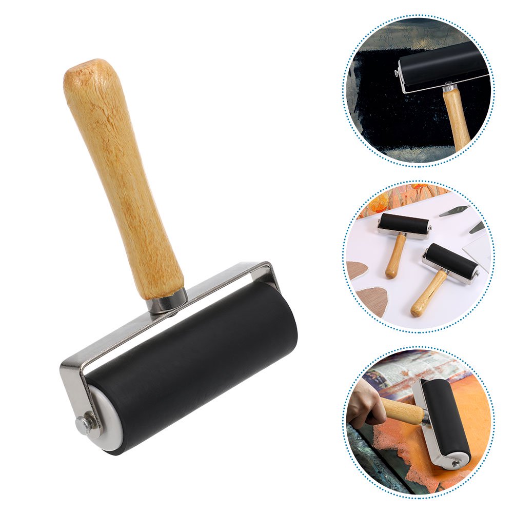 WRISTBIQUE 3Pcs Black Printmaking Rollers for Ink and Glue Even Spreading Artistic Projects