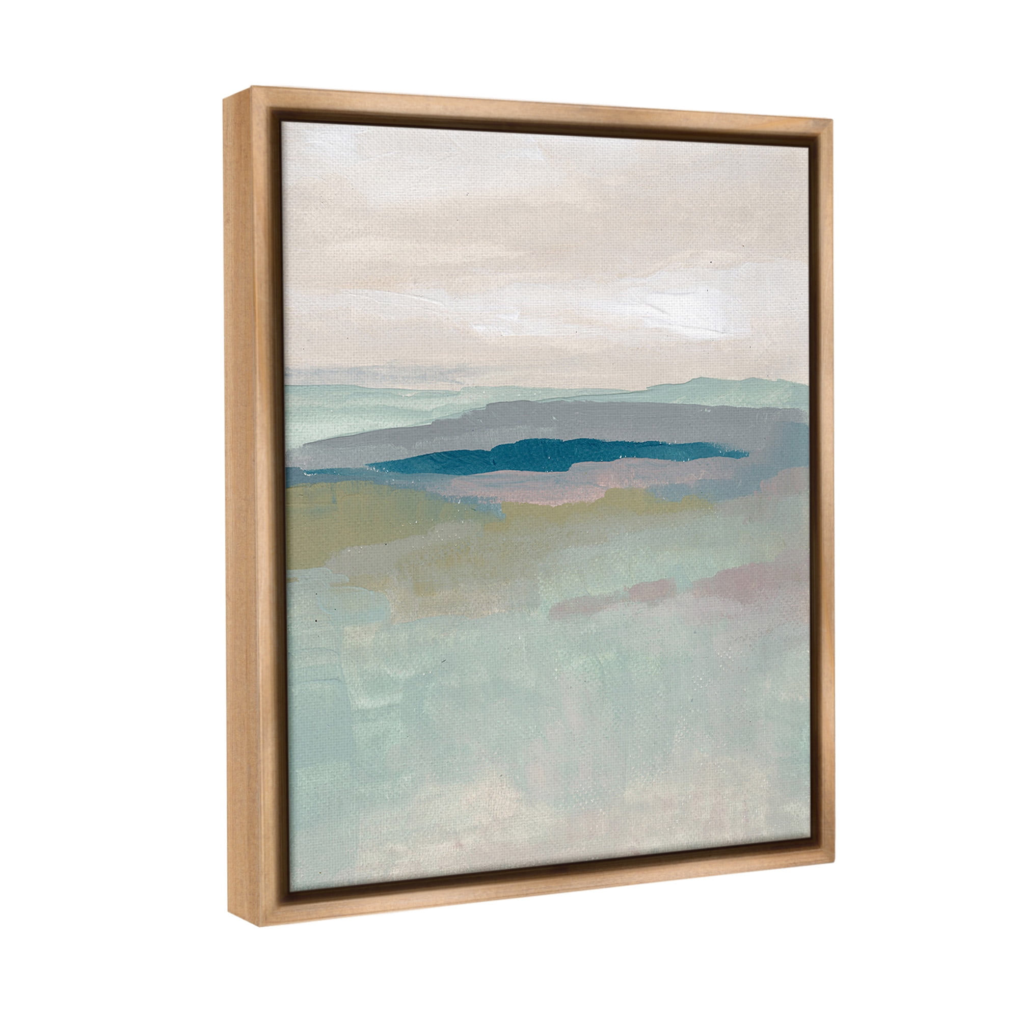 Stupell Industries Muted Abstract Beach Landscape Abstract Painting Brown Floater Framed Canvas Art Print Wall Art, 25 x 31