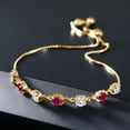 thumbnail image 4 of Gem Stone King 18K Yellow Gold Plated Silver White Moissanite and Red Created Ruby Infinity Links Bracelet for Women (2.52 Cttw, Round 4.5MM, Fully Adjustable up to 9 inch), 4 of 5