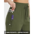 thumbnail image 4 of BALEAF Women's Athletic Capri Pants Lightweight Quick Dry Stretch Zipper Pocket Travel Casual Outdoor UPF 50+ Army Green M, 4 of 7