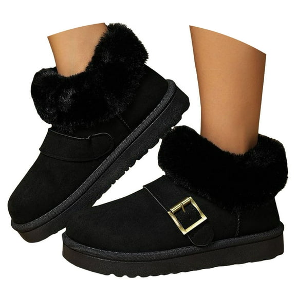 Mostsola Winter Snow Boots for Women Suede Casual Platform Slipper Boots Furry Lined Booties