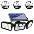 thumbnail image 1 of Luces solares para exteriores con sensor de movimiento, luces de seguridad de 3 cabezales con energía solar, reflector con detección de movimiento de 72 LED, 1 of 5