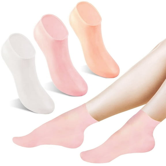 YUNOVA 3 Pairs Silicone Socks for Women, Moisturizing Foot Socks, Soft Gel Socks, Aloe Socks, Women Spa Pedicure Socks for Repairing Dry Feet, Cracked Heel and Softening Rough Skin, Calluses
