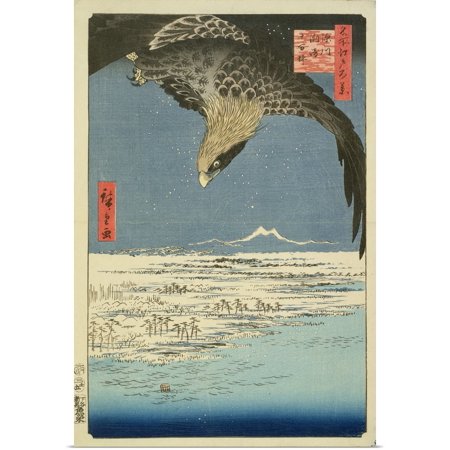 Great BIG Canvas | Rolled Utagawa Hiroshige Poster Print entitled Eagle Over 100,000 Acre Plain at Susaki, Fukagawa