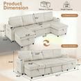 thumbnail image 3 of YSICK 102" Plush Corduroy Sleeper Sofa Bed with Storage Chaise Couch, Pull Out Couch Bed with USB & Type-C Ports U Shaped Sectional Couches for Living Room, Apartment, Beige, 3 of 7