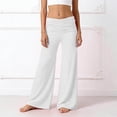 thumbnail image 3 of 2026 Coral Fold Over Yoga Pants for Girls Trendy Solid Wide Leg Loose Fit Trousers Ruched Palazzo Sports Pants White 150, 3 of 5