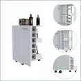 thumbnail image 6 of Bar Cart with 2 Open Shelves, 6 Wine Cubbies, Locking Casters, Cabinet - White | Modern | Particle Board, 6 of 10