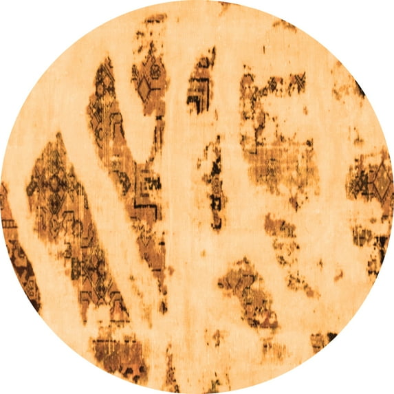 Ahgly Company Indoor Round Abstract Orange Modern Area Rugs, 7' Round