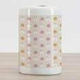 thumbnail image 2 of Easter Ceramic Toothbrush Holder, Cartoon Style Pattern with Bunny Faces and Egg Silhouettes, Decorative Versatile Countertop for Bathroom, 4.5" X 2.7", Pale Pink Orange, 2 of 4