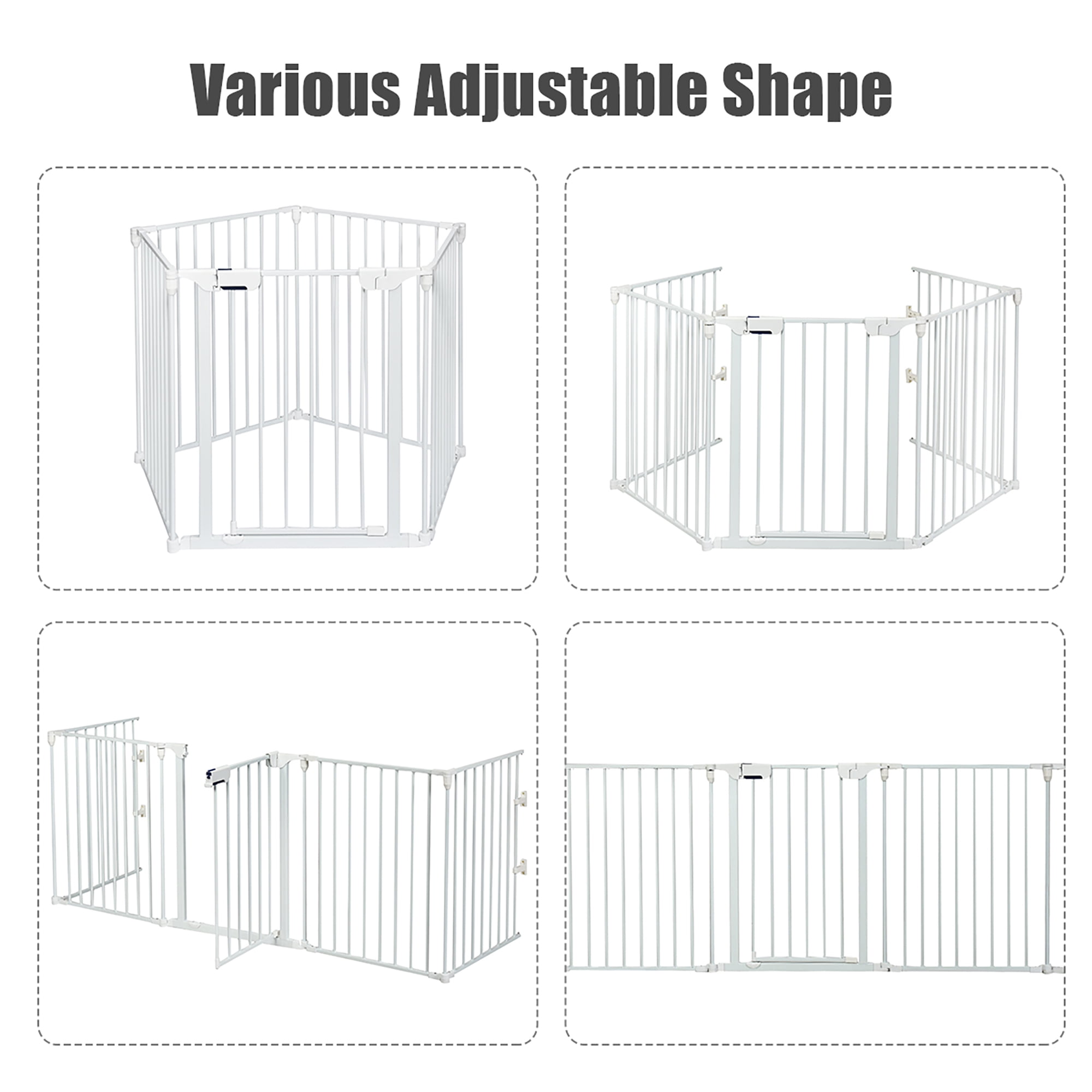 Costway Fireplace Fence Safety Fence Hearth Gate BBQ Metal Fire Gate Pet White