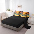 thumbnail image 5 of Castle Fairy Retro Sunset Surfboard 7-Piece Twin Bedding,Palm Wave Beach Graphic Bedding Comforter Set,Orange Teal,Black Reversible, 5 of 7