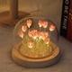 thumbnail image 4 of Lámpara de noche con tulipanes hecha a mano, lámpara con tulipanes con cubierta de vidrio, luz ambiental, 4 of 5
