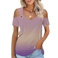 thumbnail image 4 of Scyoekwg Womens Short Sleeve Shirts Trendy Short Sleeve Cute T Shirts Ladies Blouses Dressy Casual Going Out Tops Loose Womens Summer Fashion, 4 of 7