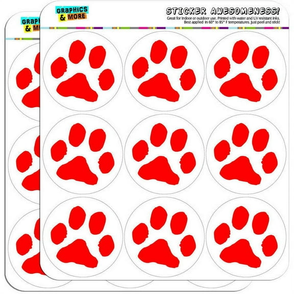 Paw Print Red 18 2" Planner Calendar Scrapbooking Crafting Stickers