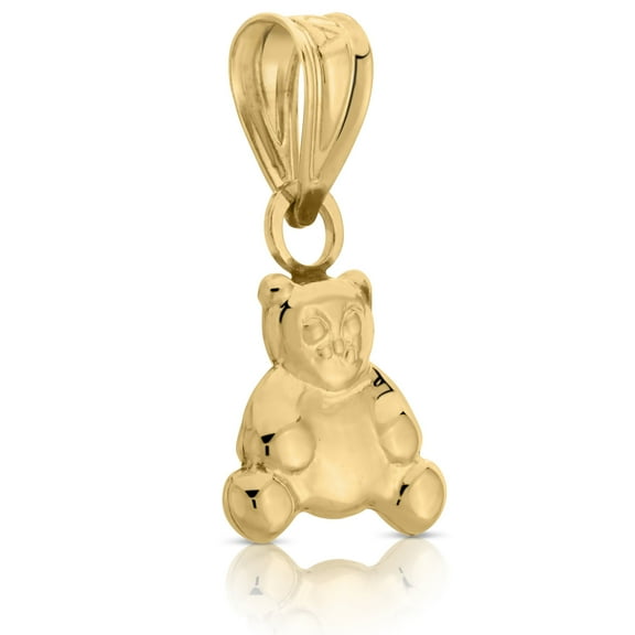 Art and Molly Real 14K Yellow Gold Polished Bear Charm Minimalist Pendant