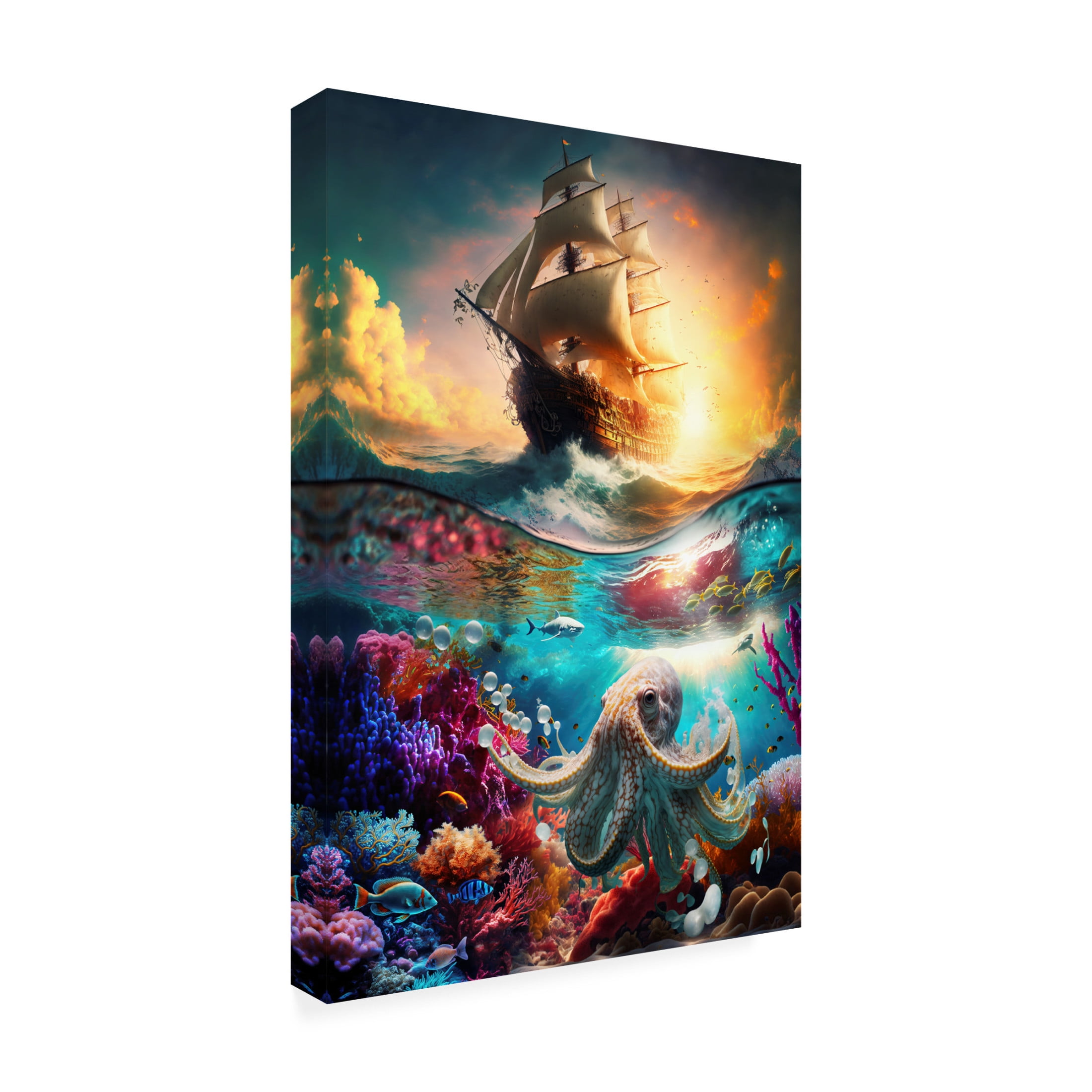 Canvas Wall Art - Ray Heere 'The Flying Dutchman 4' Wall Art for Living Room, Bedroom, or Office Décor by Trademark Fine Art - 12 x 19 Inches