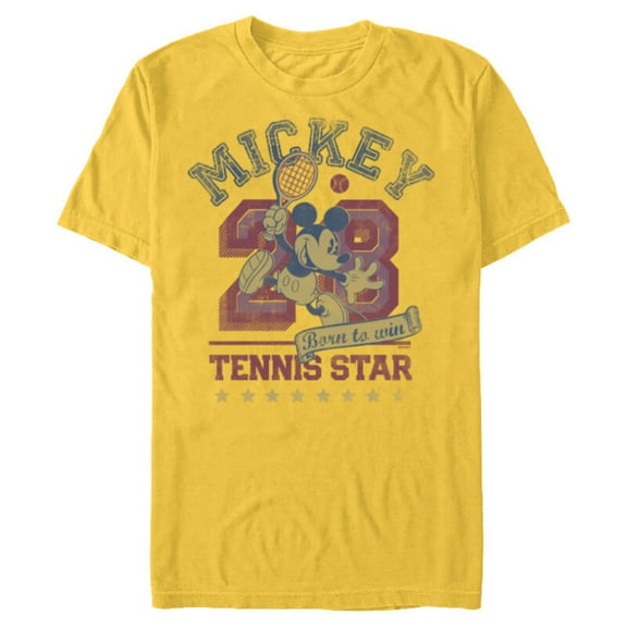 Disney Mickey Mouse Sports Tennis Star 28 Distressed - Short Sleeve Blended T-Shirt for Adults - Customized-Yellow