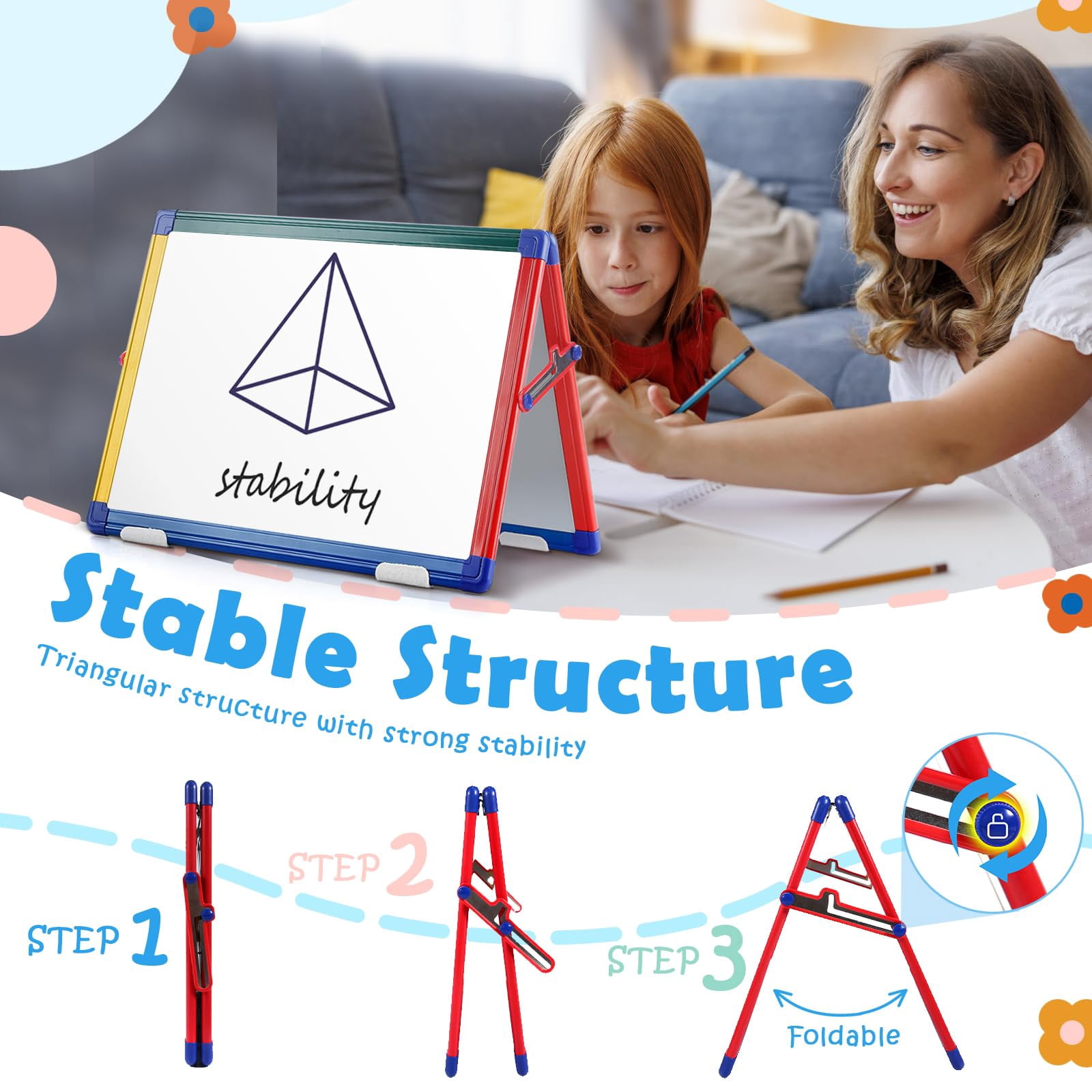SWANCROWN Magnetic Double-sided Whiteboard Easel