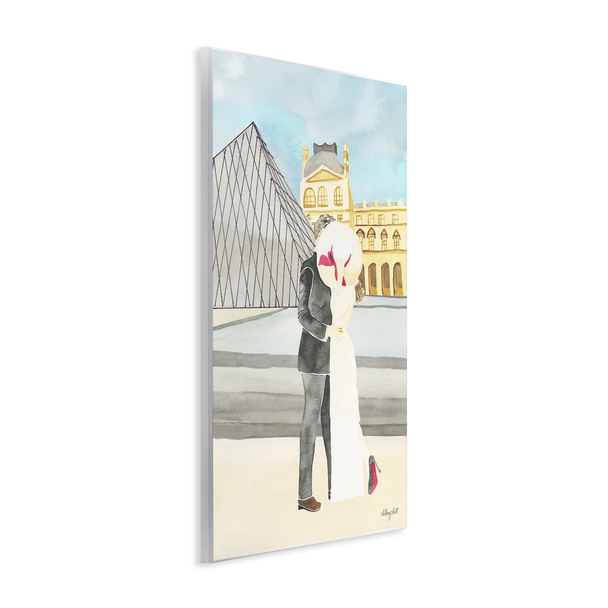 Stupell Industries Couple Embrace At The Louvre Wall Plaque Art, design by Hillary Holt