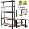Bowoshen Shelves Racking Storage 28" x 12" x 59" 5Shelf Steel Metal Shelving Garage Shed, Black